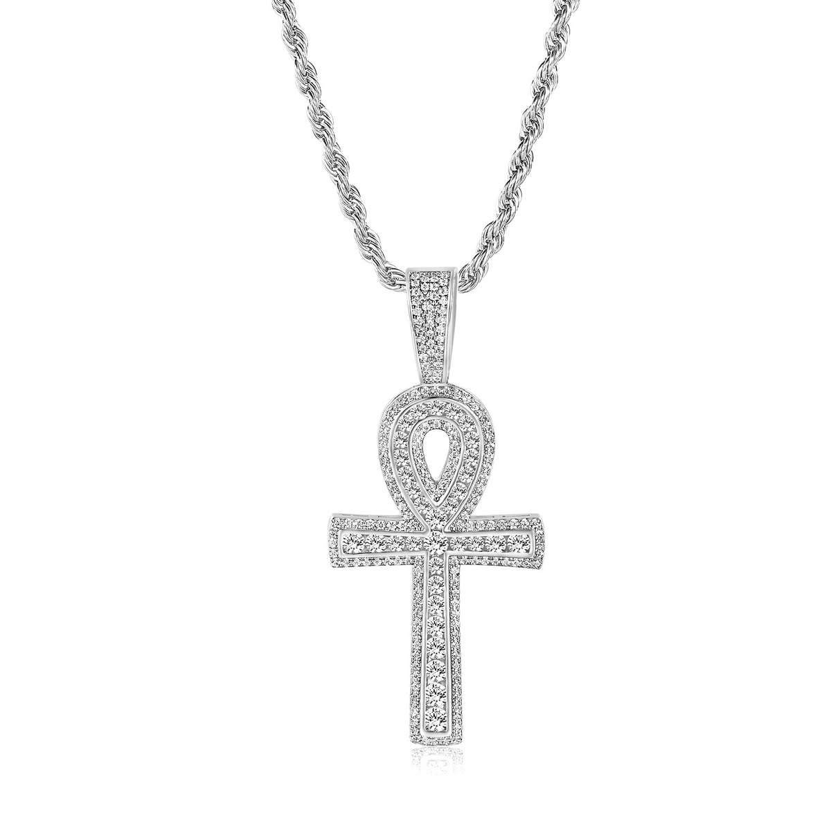 -神- Micro Inlaid Zircon Ankh Pendant Necklace