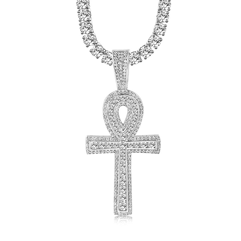 -神- Micro Inlaid Zircon Ankh Pendant Necklace