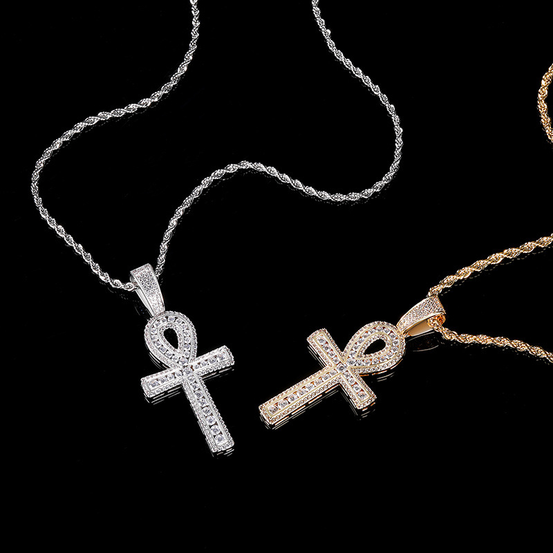 -神- Micro Inlaid Zircon Ankh Pendant Necklace